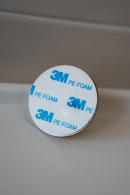 Industrial 3M foam adhesive backing — waterproof, damage-free, bonds to tile glass and smooth bathroom surfaces